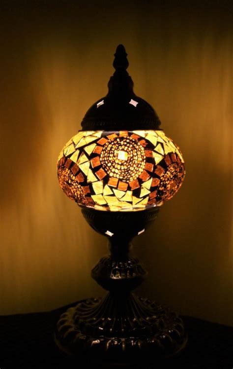 Turkish Mosaic Table Lamp Cracked Teal With Large Elegant Base 33cm