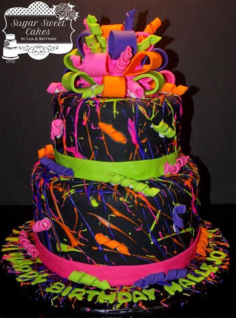 Paint Splatter Cake By Sugar Sweet Cakes Neón Fiestas De