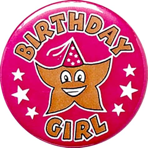 Pink Birthday Girl Pin Badge 25mm 1
