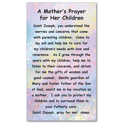 A Mothers Prayer For Her Children Holy Card