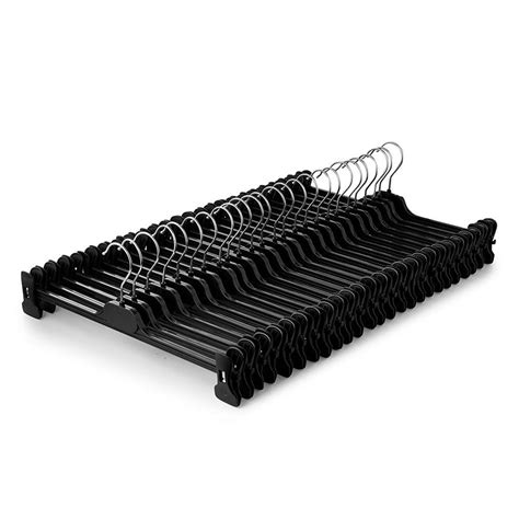Black Plastic Clothes Hangers With Adjustable Clips 38 Cm Choice Of