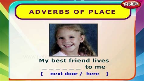 For example an adverbial phrase of place states where something happens. Adverbs of Place | English Grammar Exercises For Kids ...