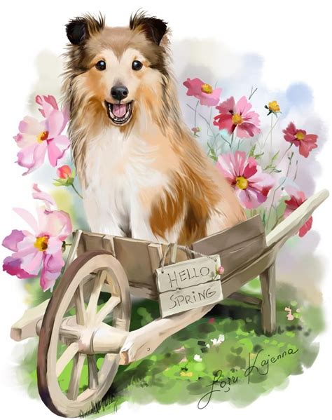 Hello Spring By Kajenna Art Lorri Kajenna 810×1024 Dogs Sheltie