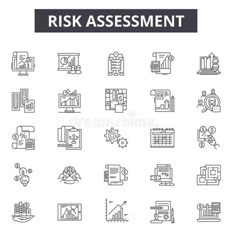 Risk Assessment Line Icons Signs Vector Set Outline Illustration