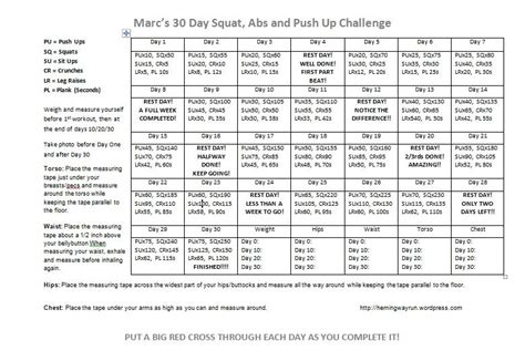 ★ advanced (squat high, burpee). Marc's 30 Day Squat, Abs and Push Up Challenge | Push up ...