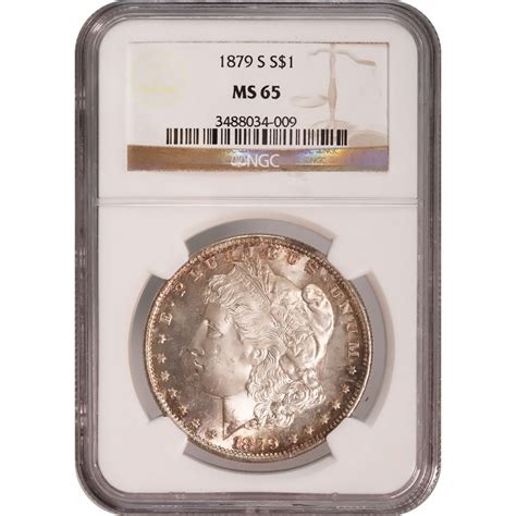 Certified Morgan Silver Dollar 1879 S Ms65 Ngc Toning Golden Eagle Coins