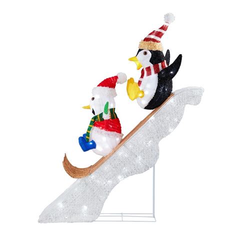 Home Accents Holiday 4 Ft Led Penguin And Skating Snowman