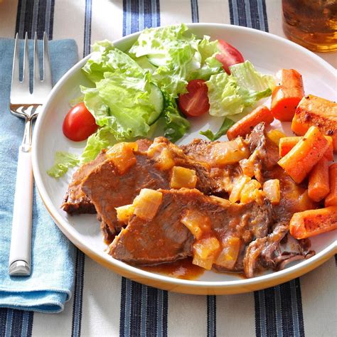 For 2 to 2 1/2 hours or until beef and vegetables are tender. Sassy Pot Roast Recipe | Taste of Home