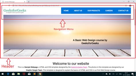 Html Course Building Header Of The Website Geeksforgeeks