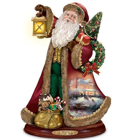 Thomas Kinkade Santa Claus Christmas Sculpture Deck The Halls By The