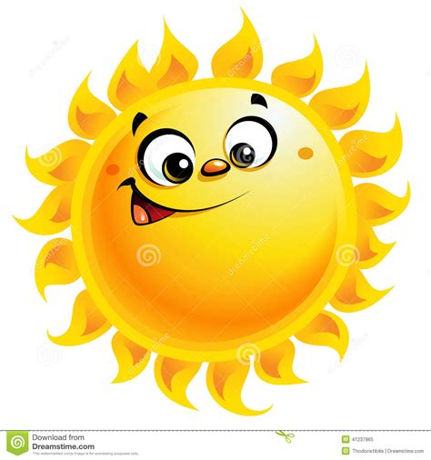 Happy Cartoon Yellow Sun Character Smiling Stock Vector Image 41237965