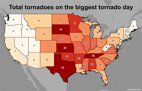 The Most Tornadoes In A Calendar Day By State Us Tornadoes
