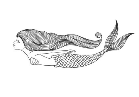 Mermaid Line Drawing Illustrations Royalty Free Vector Graphics And Clip