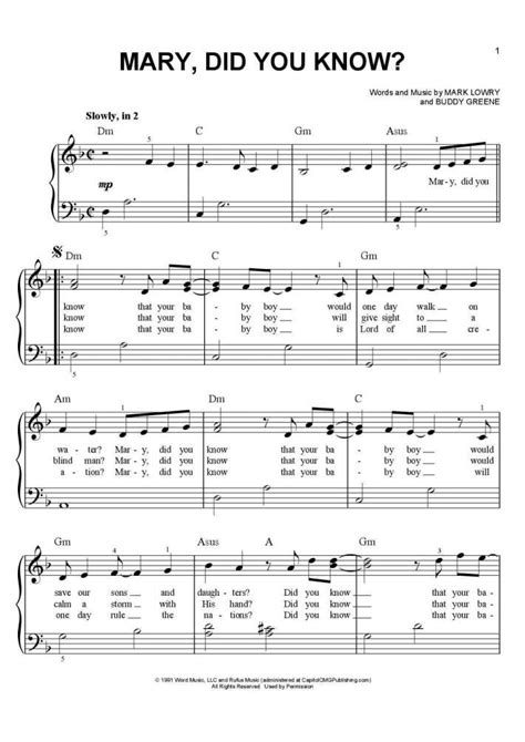 Learn mary, did you know? Mary, Did You Know? Piano Sheet Music | OnlinePianist