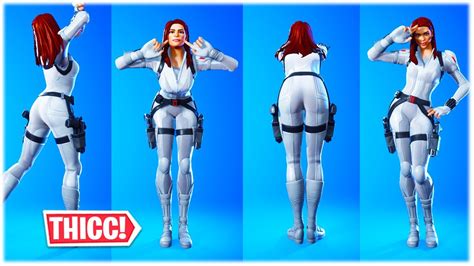 thicc black widow snow suit skin showcased with dances and emotes 🍑😍 ️ fortnite item shop