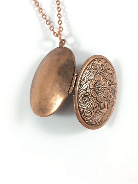 Locket Necklace Picture Locket Necklace Copper Necklace In Etsy