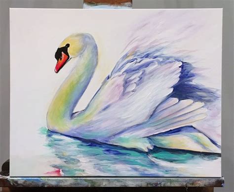 Swan By Karen Despot Acrylic On Canvas 16x20 Beginner Painting