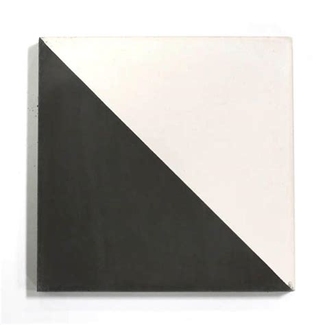 Encaustic Cement Tile Bold Triangle Pattern Black White Slant 8x8