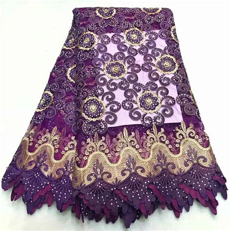 Buy African Lace Fabric For Wedding Dress Purple High Quality French Lace