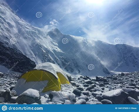 Tent On The Background Of Belukha Mountain Akkem Wall Belukha