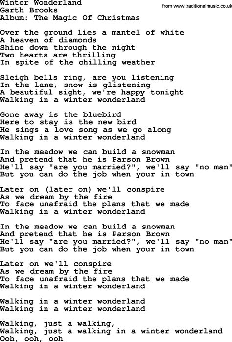 Winter Wonderland By Garth Brooks Lyrics