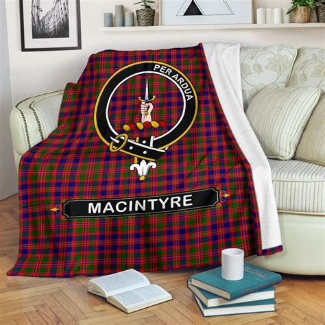 Macintyre Crest Tartan Blanket Tartan Home Decor Scottish Clan