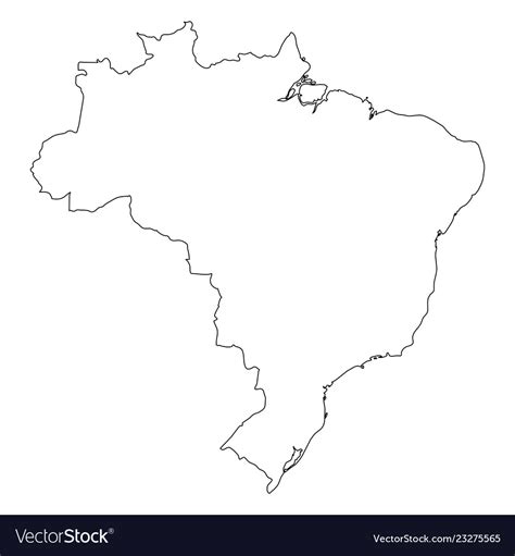Brazil Solid Black Outline Border Map Of Country