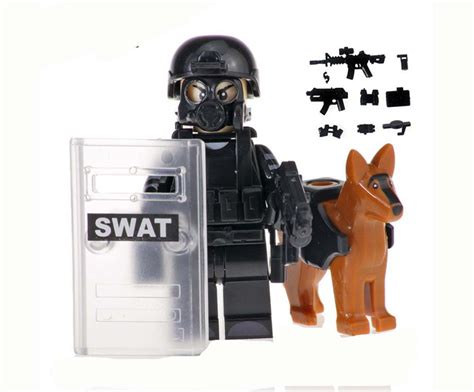 Swat Police Officer With K9 Dog Lego Compatible Minifigure Toys