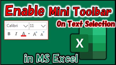 Enable Mini Toolbar In Excel How To Enable Mini Toolbar On Selection