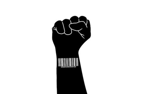 Premium Photo Barcode On The Hand Clenched Into A Fist On A White