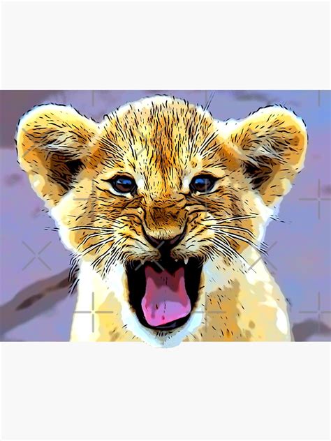 Baby Lion Lion Cub Roaring Lion Cub Head Sticker For Sale By
