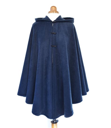Navy Blue Hooded Cape Blue Hooded Cloak Plus Size Cape Coat Etsy Uk