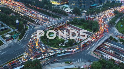 4k Aerial View Of Freeway Busy City Rush Hour Heavy Traffic Jam