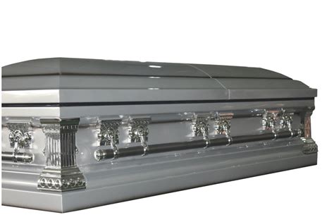 Funeral Casket Knight Silver Silver Finish With White Interior