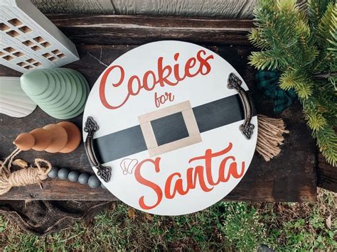 Baking tray and cookie cutters. Round cookies for Santa Tray, Santa Cookie Tray, Custom Santa Tray, Custom Cookie Tray ...