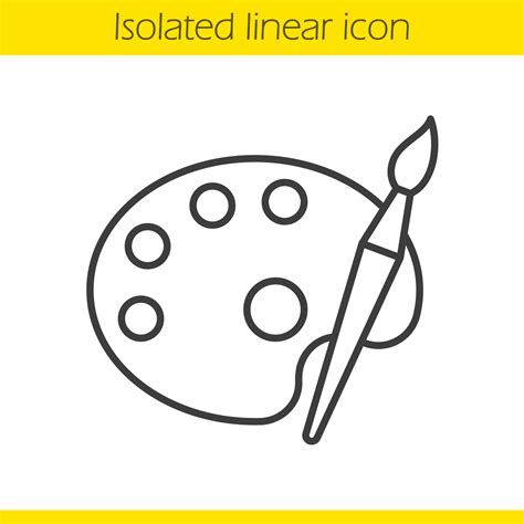 Paleta Con Icono Lineal De Pincel Ilustración De Línea Fina Logotipo