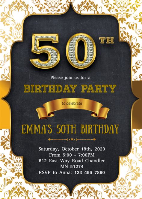 50th Birthday Invitation Template Postermywall
