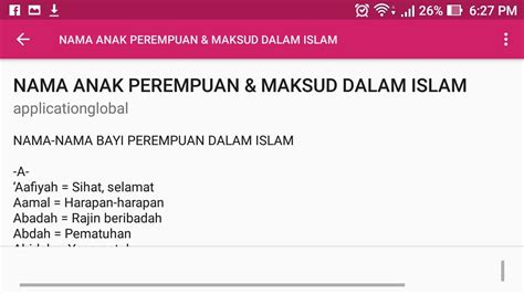 According to google play maksud nama bayi dalam islam achieved more than 64 thousand installs. MAKSUD NAMA BAYI DALAM ISLAM - Android Apps on Google Play