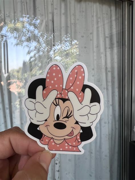 Minnie Mouse Peace Sign Minnie Mickey Sticker Waterproof Etsy