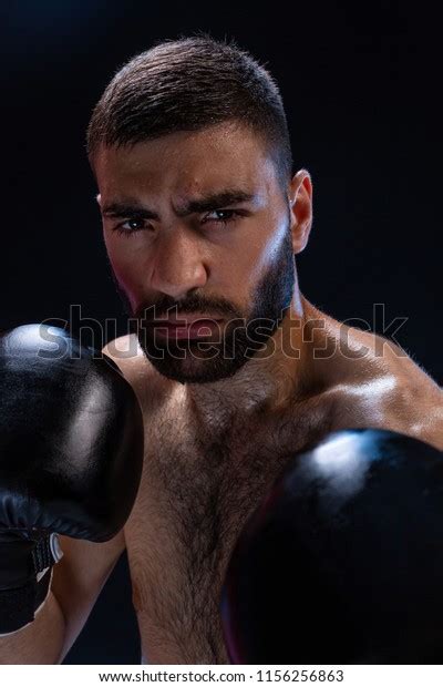 Portrait Tough Male Boxer Posing Boxing Stock Photo 1156256863