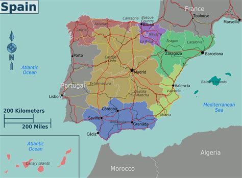 Map Of Spain Touristic Mapregions