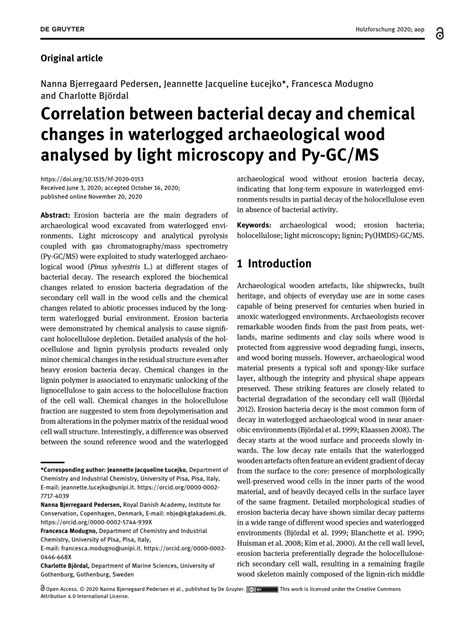 Pdf Correlation Between Bacterial Decay And Chemical Changes In Waterlogged Archaeological