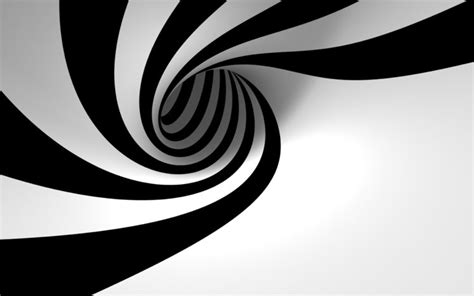 3d View Abstract Black And White Minimalistic Hole Spiral
