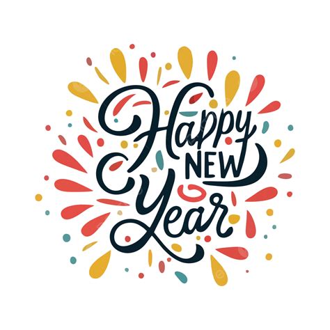 Happy New Year Hand Drawn Colorful Typography Texting Vector