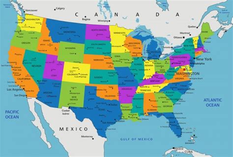 Politieke Kaart Van De Verenigde Staten Van Amerika — Stockvector