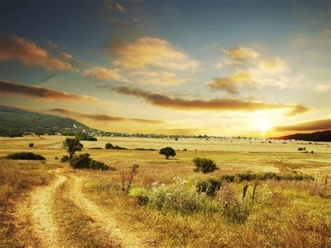 Country Sunset Download Beautiful Country Road And Grass Field At