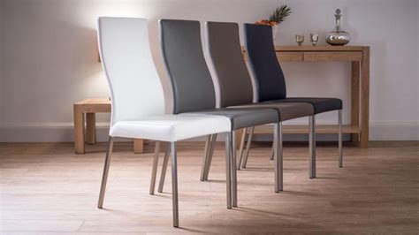 Dining chairs set of 4,modern indoor kitchen chairs,sturdy chrome chair legs and faux leather,ergonomic design dining room chairs with high back soft padded for home kitchen apartment(4 grey chairs). Top 20 Real Leather Dining Chairs | Dining Room Ideas