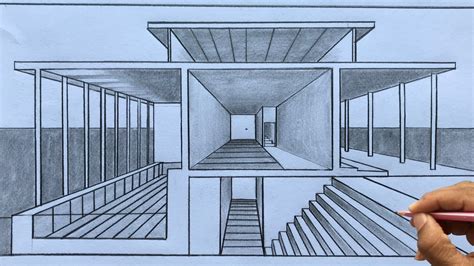 One Point Perspective House Drawing