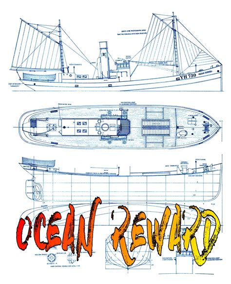 Model Boat Full Size Printed Plans 1 32 Scale Fishing Trawler Ocean Re