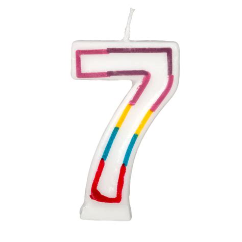 Colorful Birthday Candle Number 7 Rainbow Border Cake Toppers